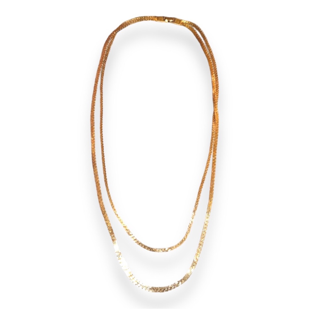 Vintage gold tone double layer necklace